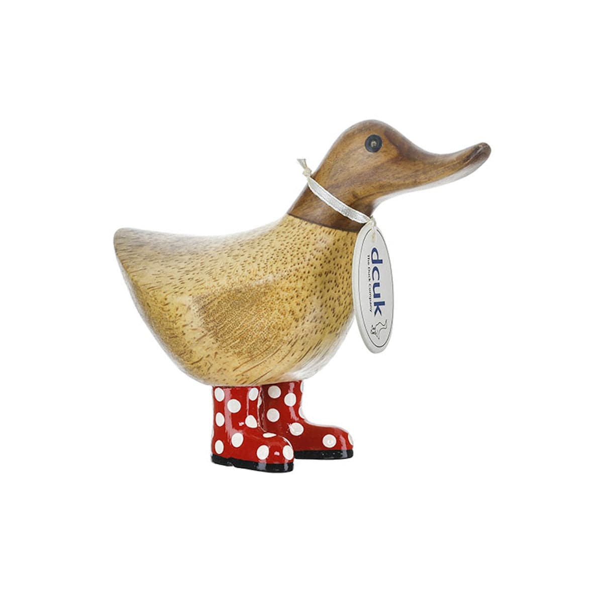 DCUK Ornaments Red Spotty Welly Small Wooden Ducky - Choice of Colour