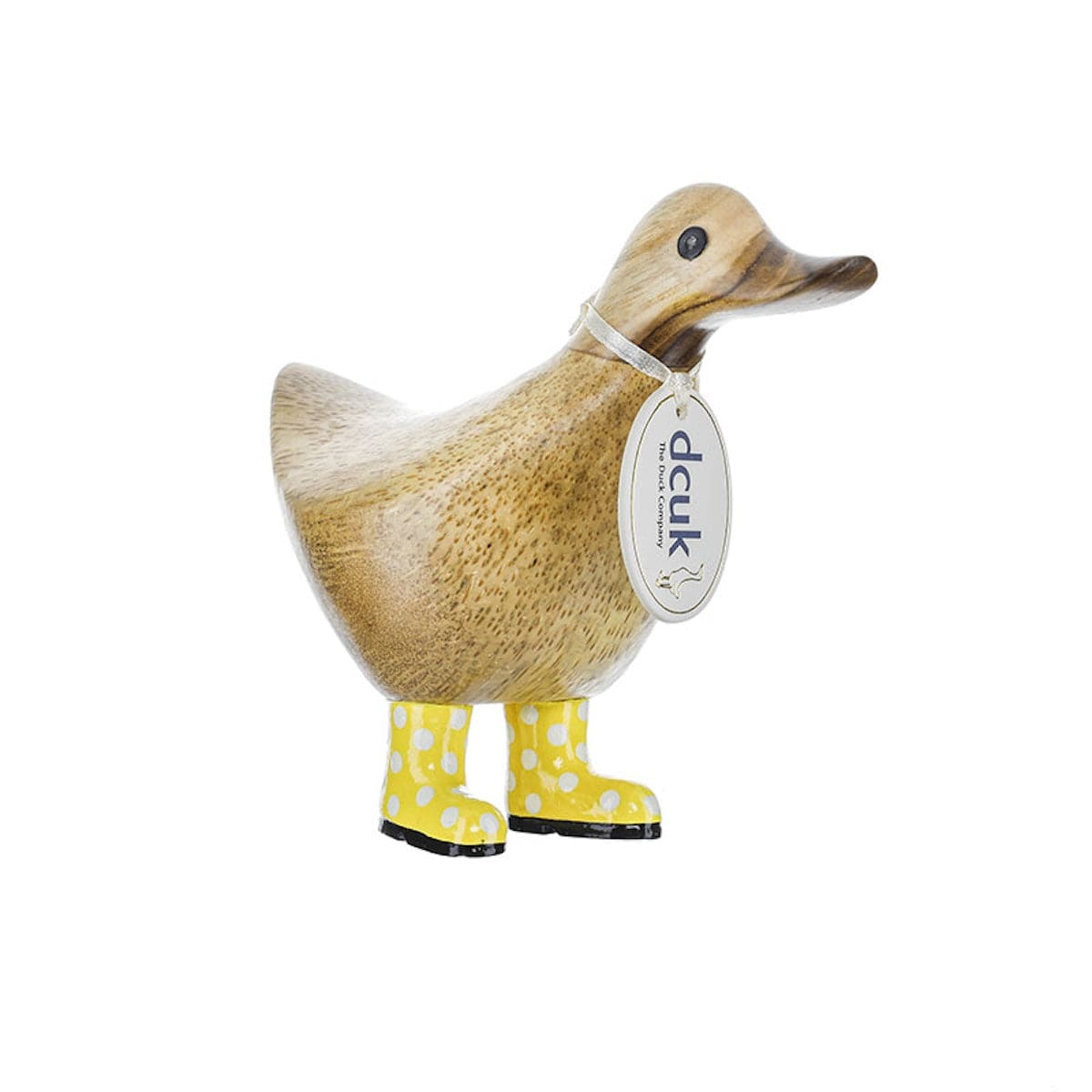 DCUK Ornaments Yellow Spotty Welly Small Wooden Ducky - Choice of Colour