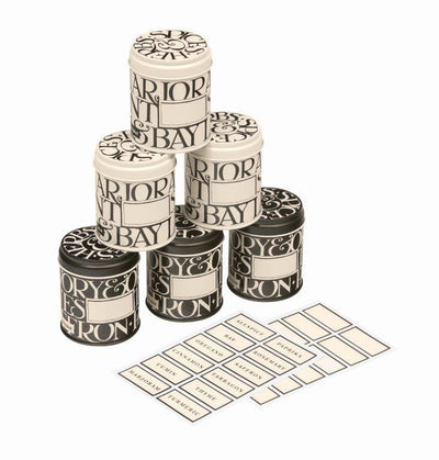 Emma Bridgewater Trays Black Toast Set of 6 Herb and Spice Storage Tins