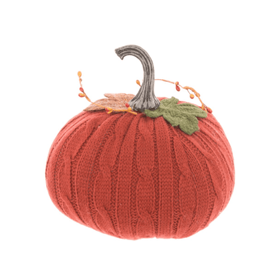 FloralSilk Halloween Decoration Rustic Red Knitted Pumpkin Halloween Decoration