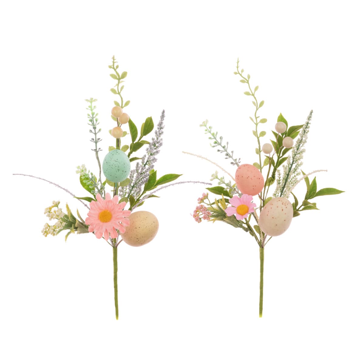FloralSilk Easter Decorations Set of 2 Floral Speckled Egg Easter Stems