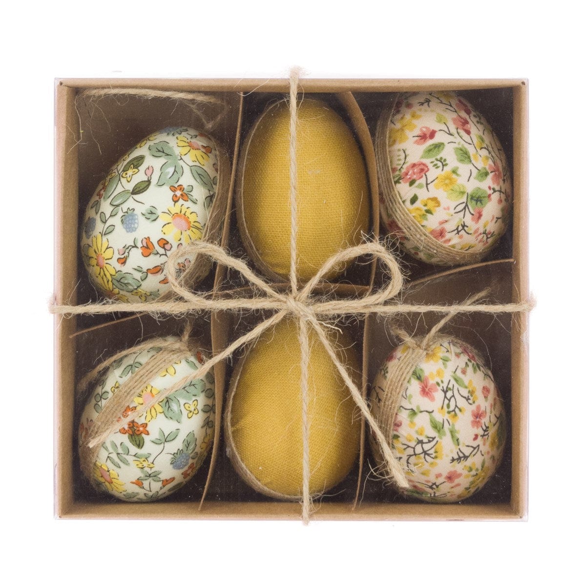 FloralSilk Easter Decorations Set of 6 Floral Textile Easter Egg Decorations