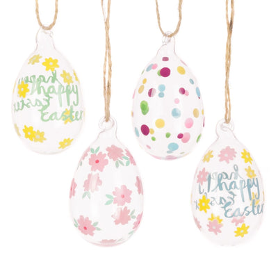 FloralSilk Easter Decorations Set of Four Floral Glass Easter Egg Decorations