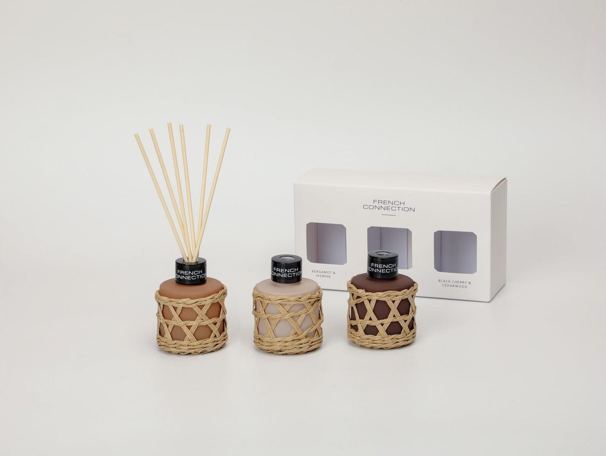 French Connection Candles & Diffusers Set of 3 Rattan Design Reed Diffusers