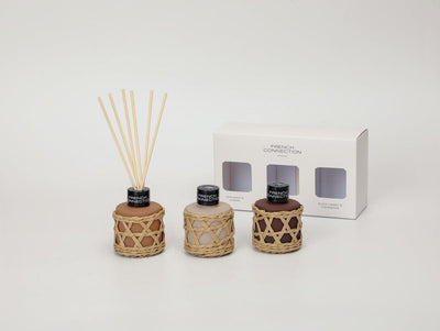 French Connection Candles & Diffusers Set of 3 Rattan Design Reed Diffusers