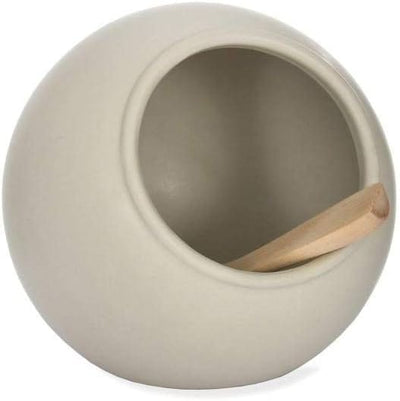 Garden Trading Kitchen Accessories Ceramic Salt Cellar with Wooden Spoon