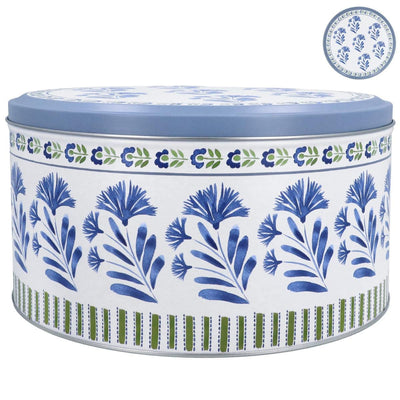 Gisela Graham Food Storage Blue Foliage Design Cake Tin