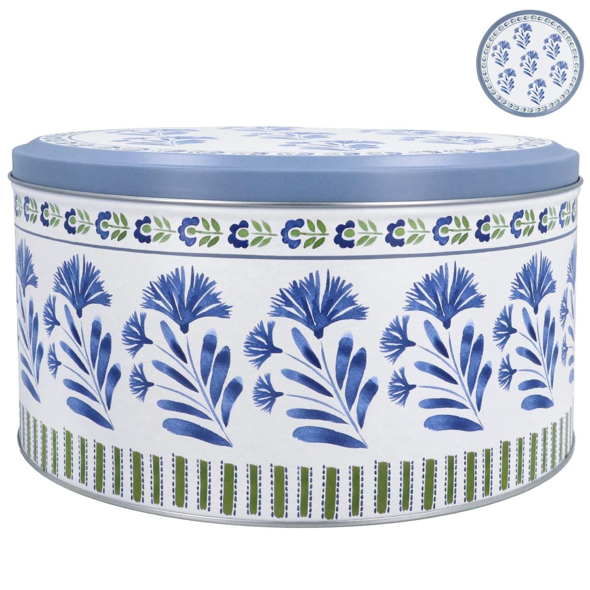 Gisela Graham Food Storage Blue Foliage Design Cake Tin