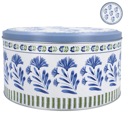 Gisela Graham Food Storage Blue Foliage Design Cake Tin