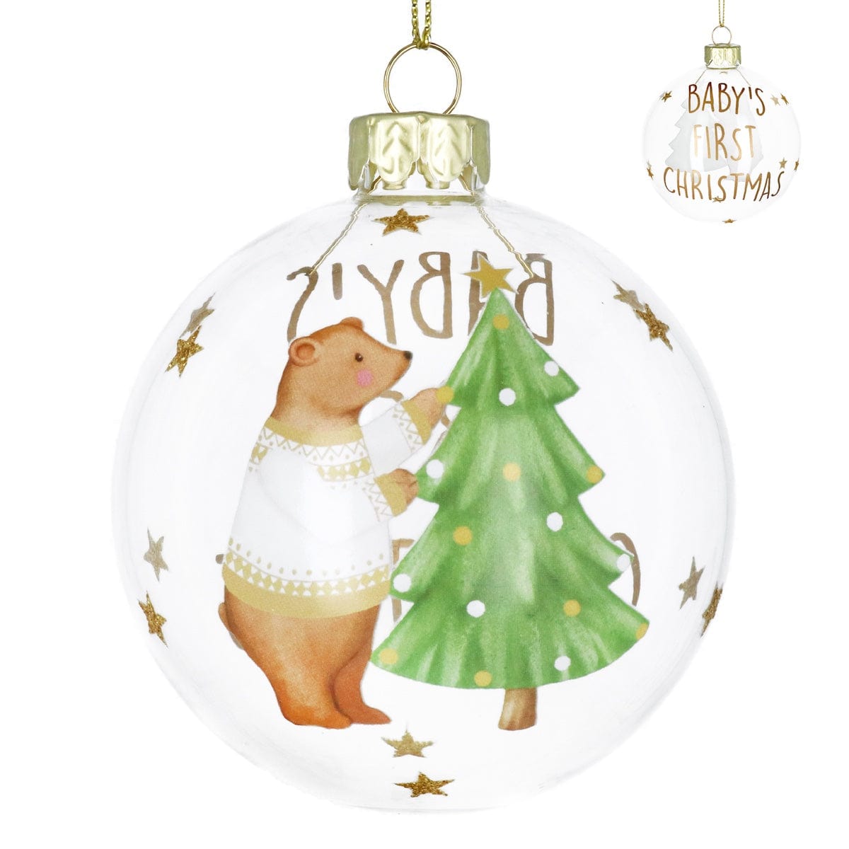 Gisela Graham Christmas Christmas Decorations Baby's First Christmas Bear Design Christmas Bauble