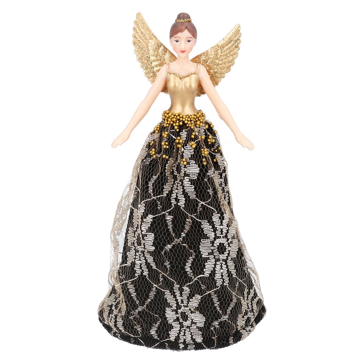 Gisela Graham Christmas Tree Topper Brown and Gold Lace Fairy Christmas Tree Topper