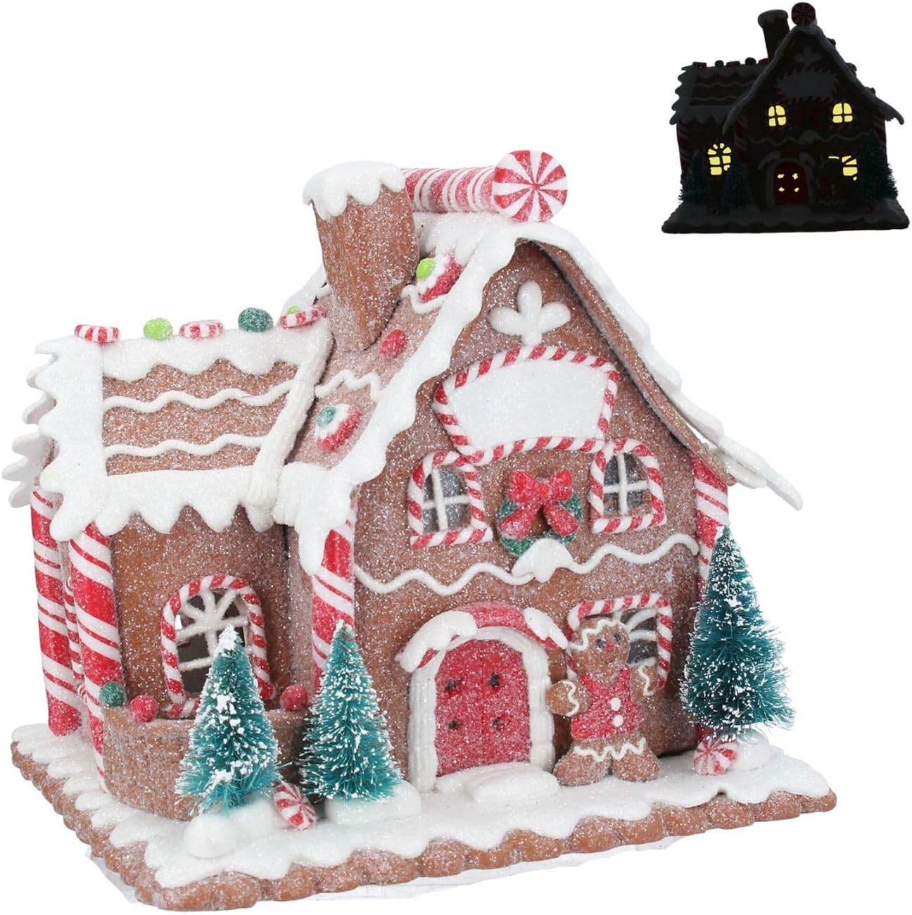 Gisela Graham Christmas Christmas Decorations Faux Iced Light Up Gingerbread House Christmas Decoration