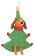 Gisela Graham Christmas Christmas Decorations Felt Dog with Tree Christmas Decoration