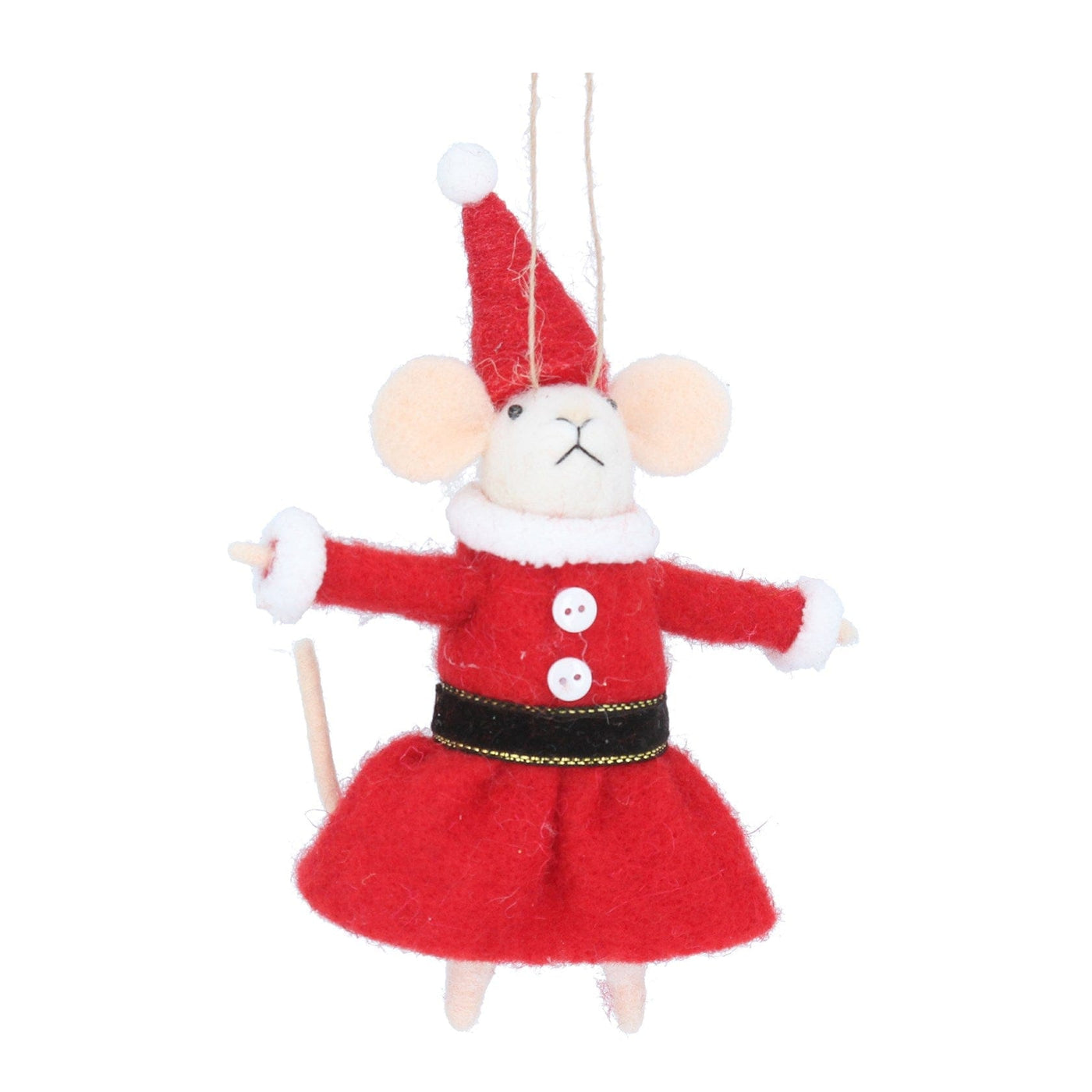 Gisela Graham Christmas Christmas Decorations Felt Mrs Claus Mouse Christmas Tree Decoration
