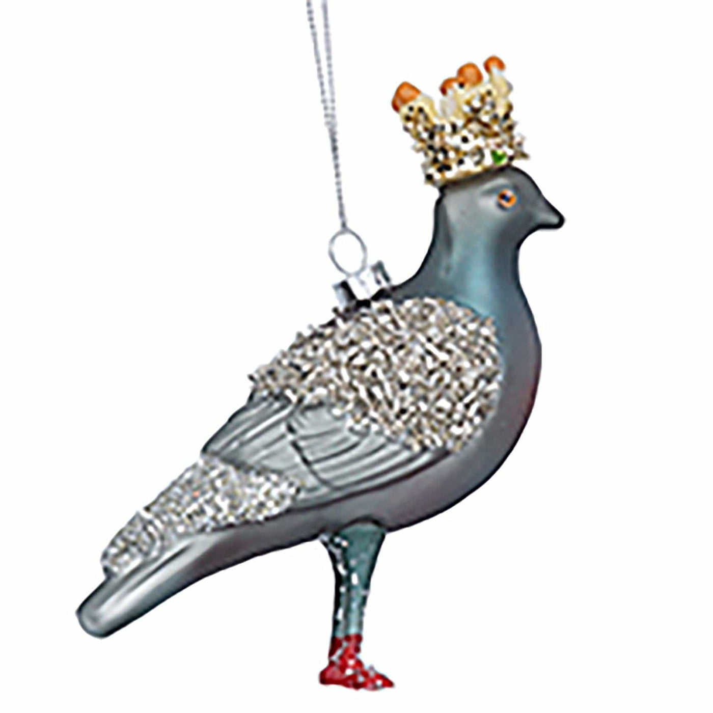 Gisela Graham Christmas Christmas Decorations Glass Pigeon in Crown Christmas Tree Decoration