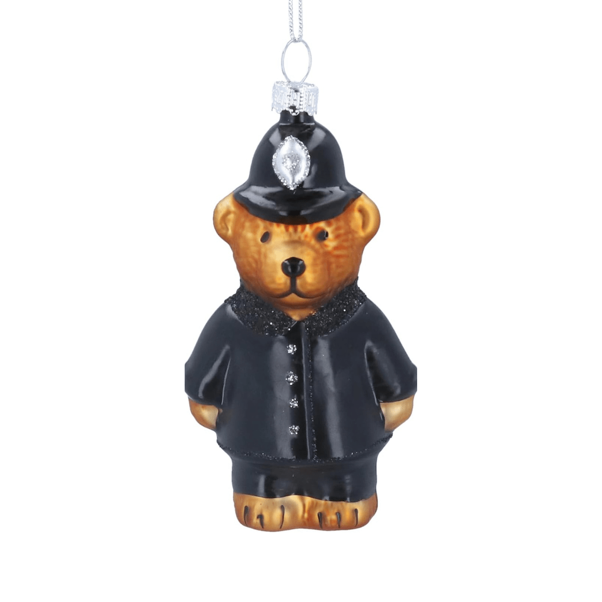 Glass Police Bear Christmas Tree Decoration