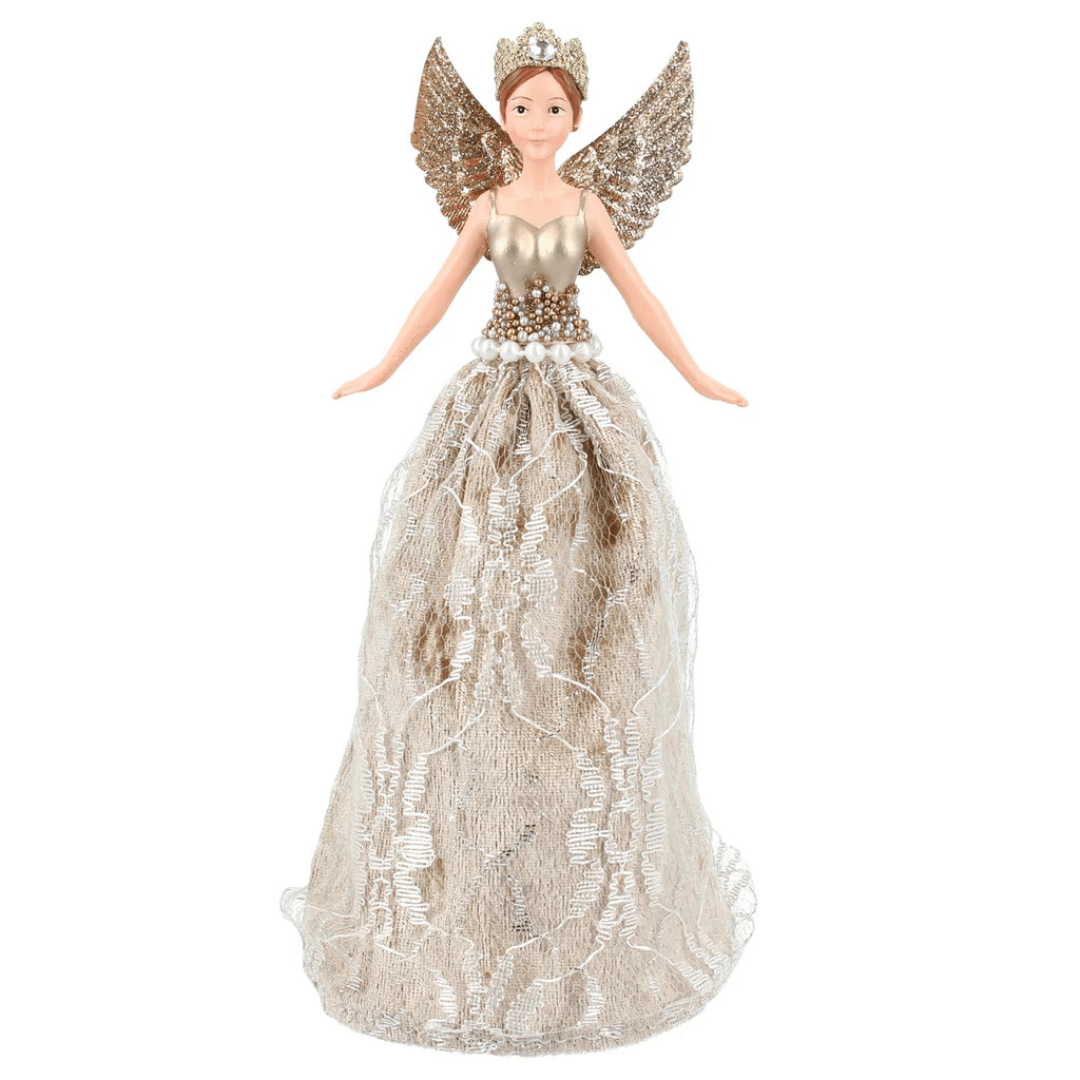 Gisela Graham Christmas Christmas Decorations Gold Lace Fairy Christmas Tree Topper