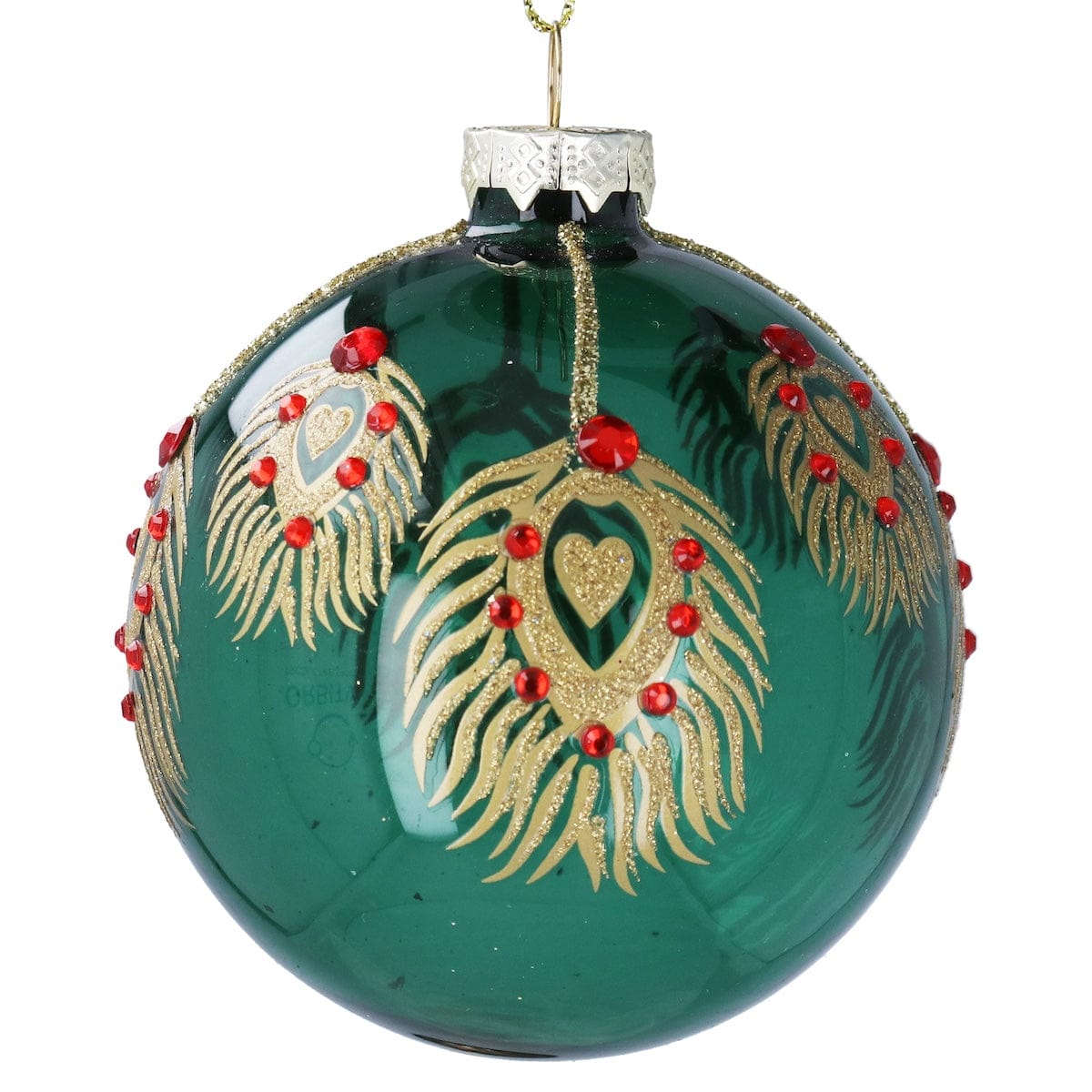 Gisela Graham Christmas Christmas crackers Green Glass Peacock Christmas Tree Bauble