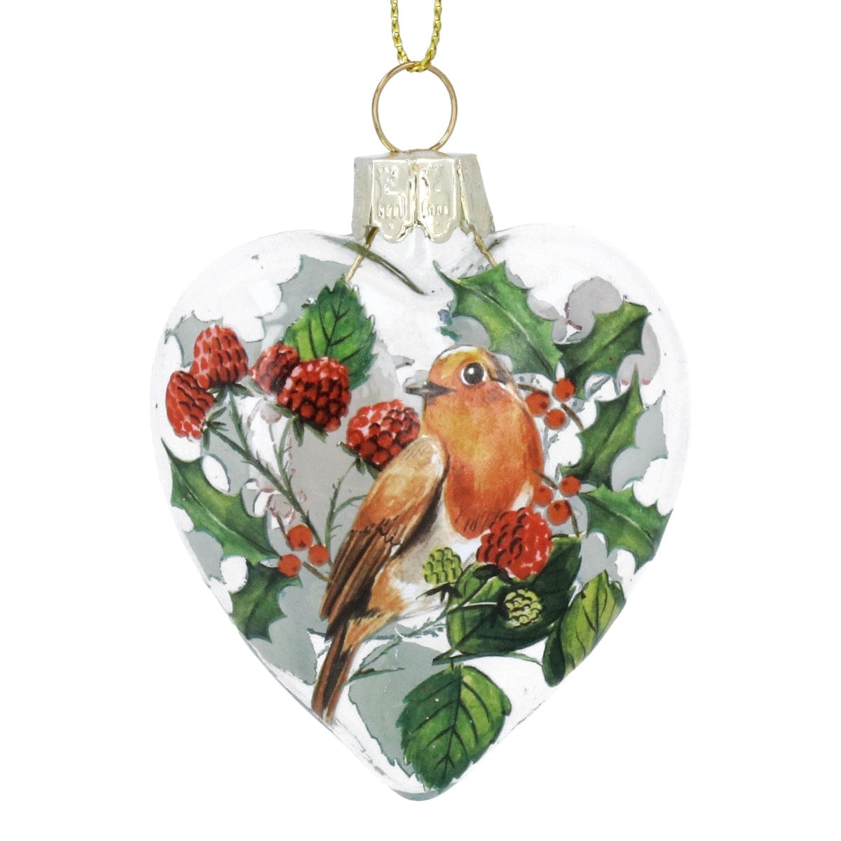 Gisela Graham Christmas Christmas Decorations Heart Shaped Robin Christmas Tree Bauble