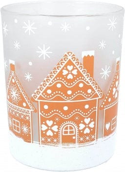 Gisela Graham Christmas Christmas Decorations Large Glass Gingerbread Tealight Holder