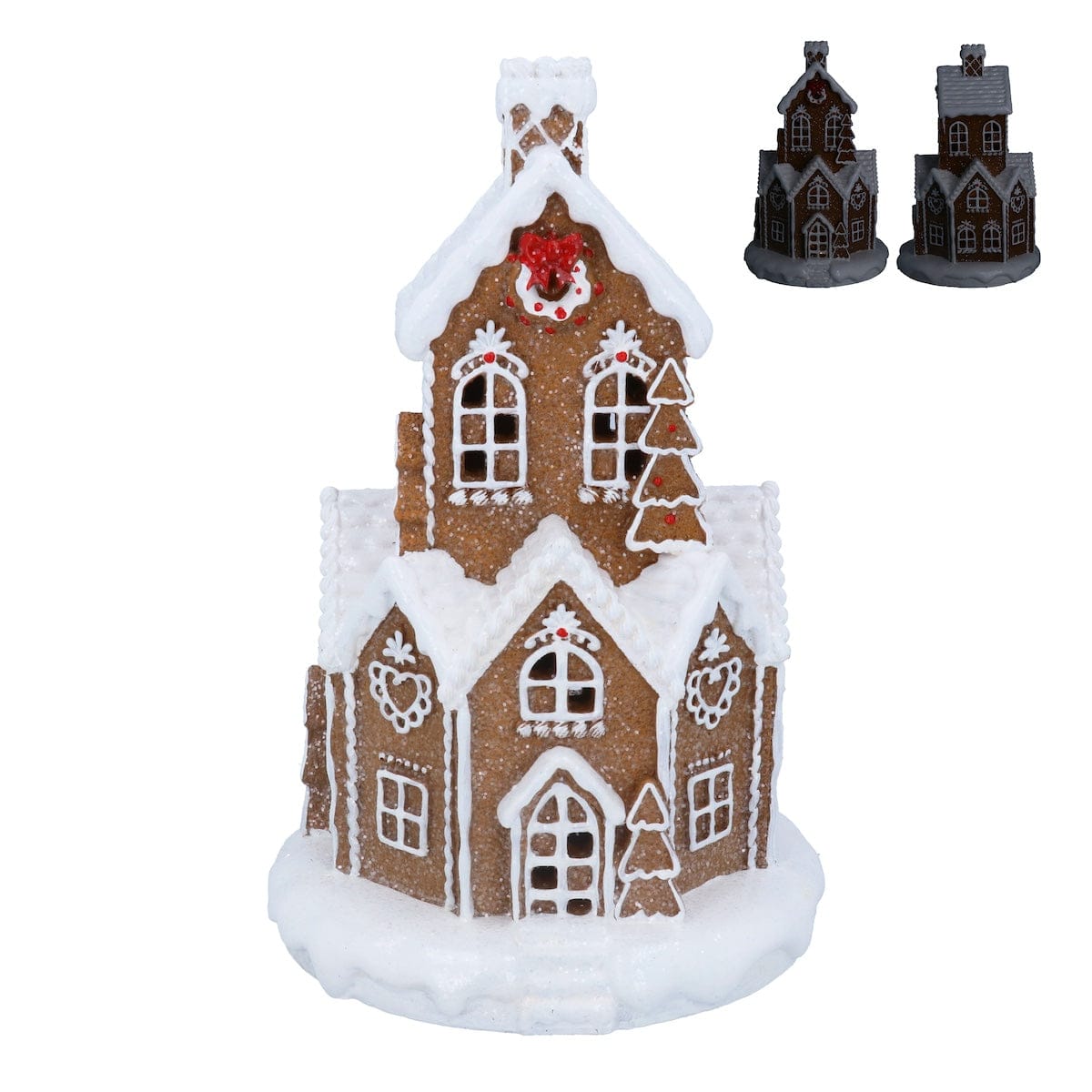 Gisela Graham Christmas Christmas Decorations Large White Snowy Light Up Gingerbread House