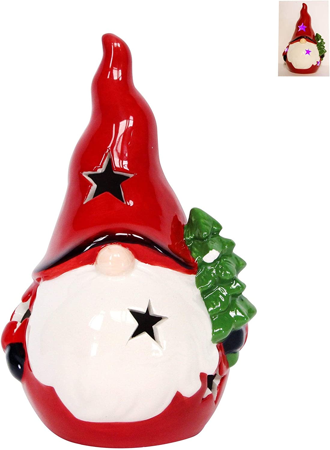 Gisela Graham Christmas Christmas Decorations Light Up Ceramic Santa Claus Decoration