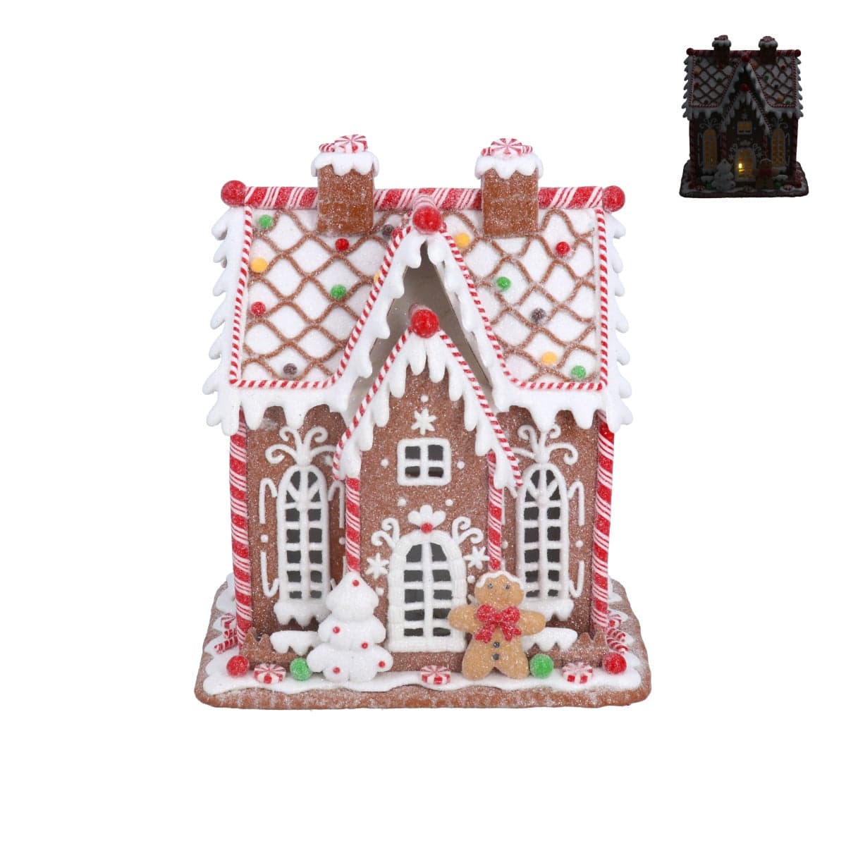 Gisela Graham Christmas Christmas Decorations Light Up Double Fronted Gingerbread House