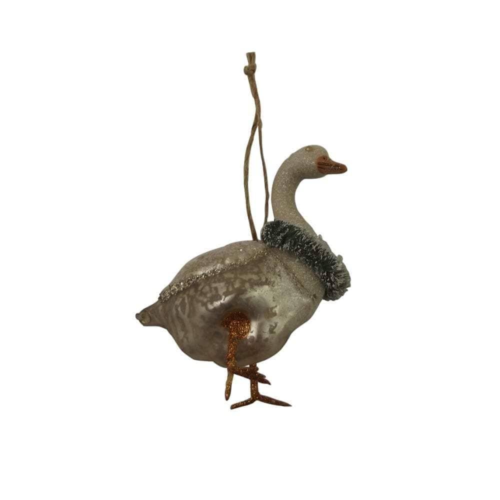 Gisela Graham Christmas Christmas Decorations Painted Glass Goose Christmas Decoration