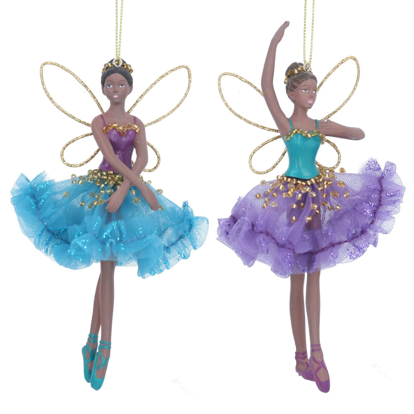 Gisela Graham Christmas Christmas Decorations Purple and Teal Fairy Christmas Tree Decorations