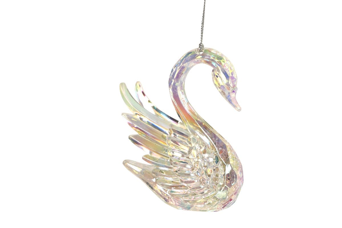 Gisela Graham Christmas Christmas Decorations Rainbow Acrylic Swan Christmas Tree Decoration