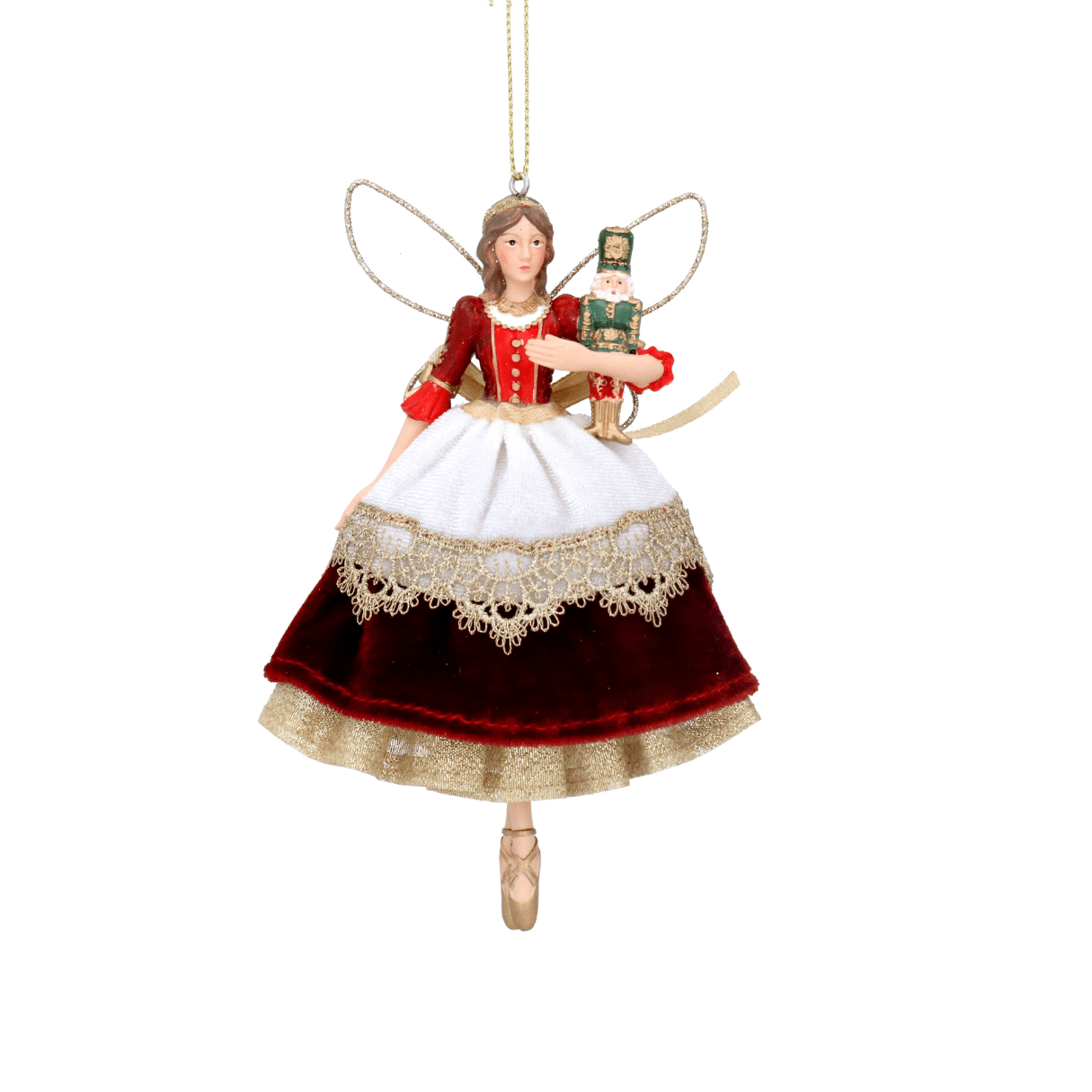 Gisela Graham Christmas Christmas Decorations Red Nutcracker Velvet Fairy Christmas Tree Decoration