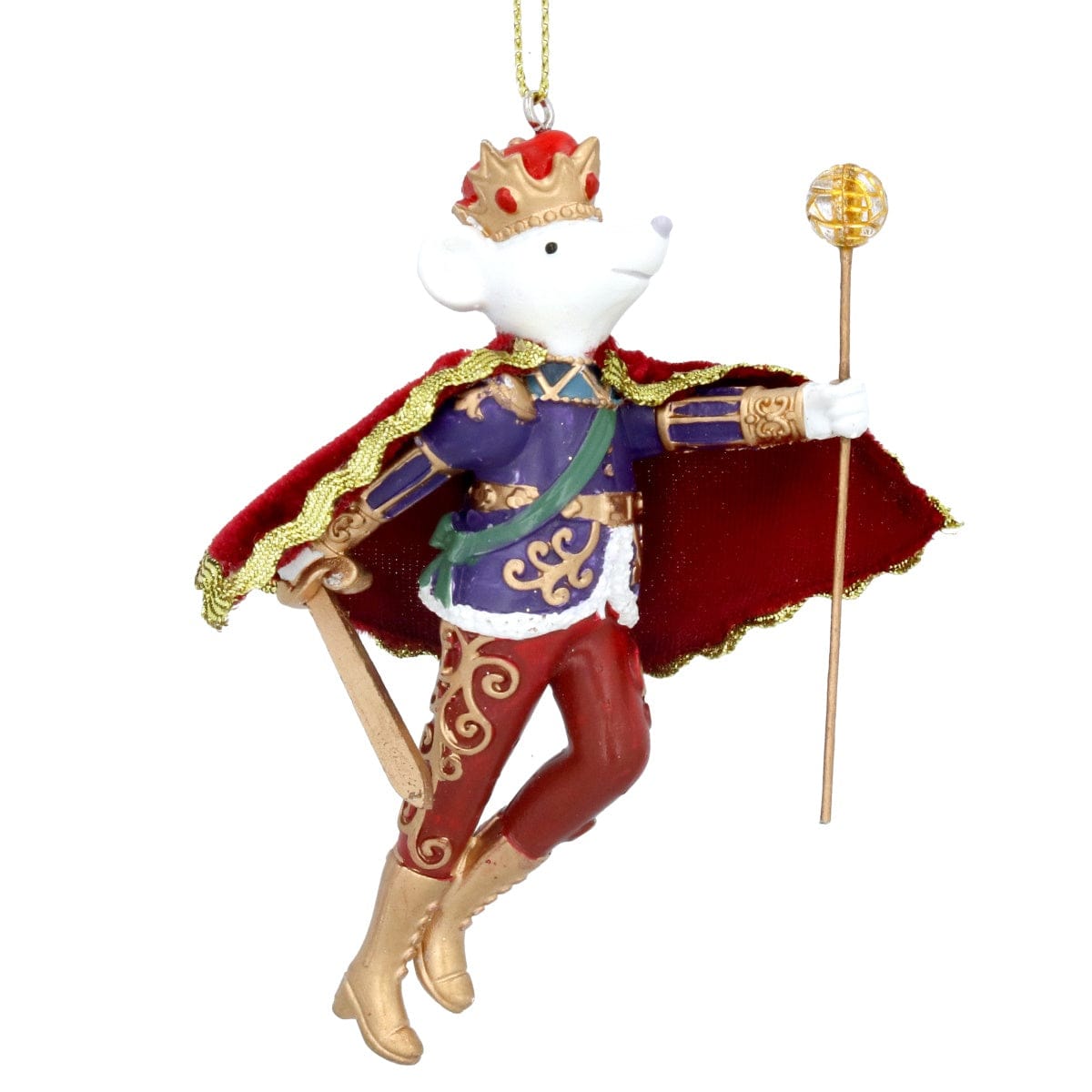 Gisela Graham Christmas Christmas Decorations Resin and Fabric King Rat Christmas Tree Decoration