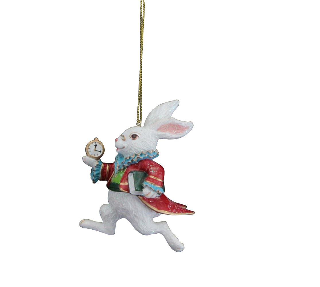 Gisela Graham Christmas Christmas Decorations Resin White Rabbit Fairytale Christmas Decoration