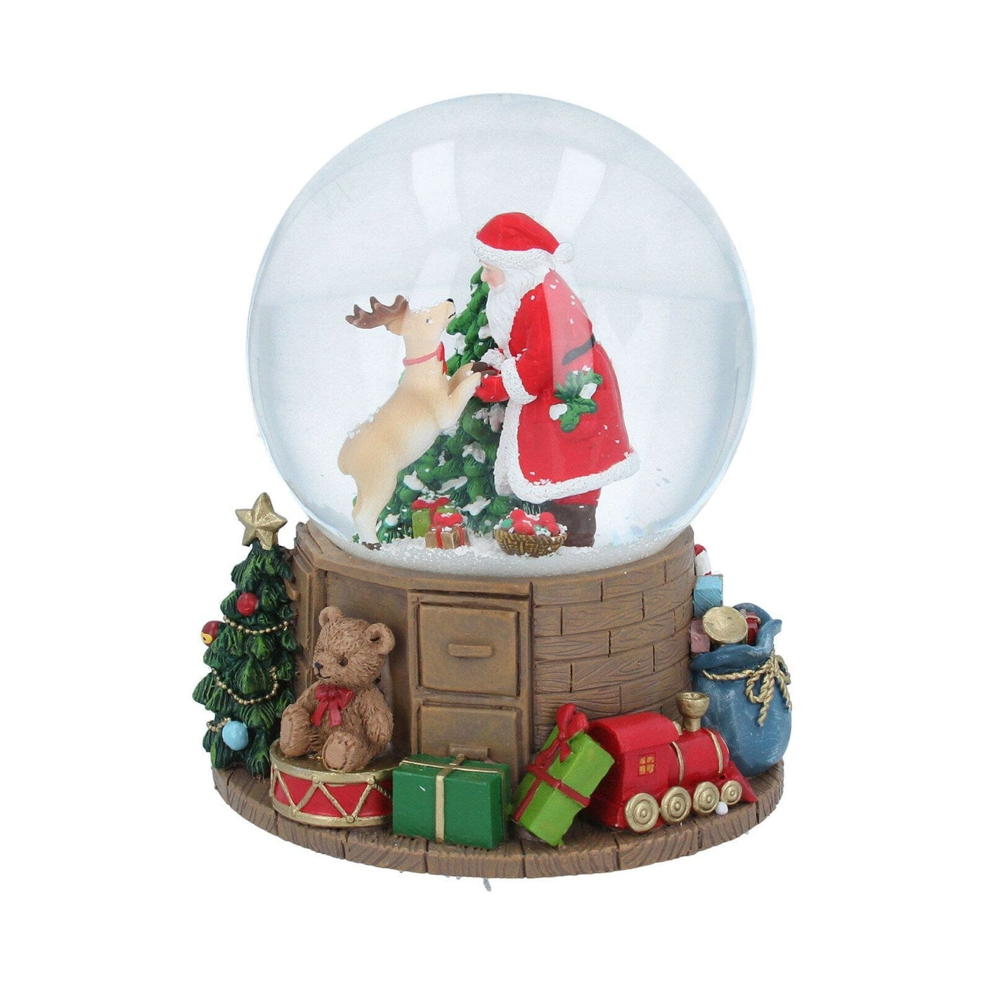 Gisela Graham Christmas Snow Globes, Christmas Decorations Santa and Reindeer Christmas Snow Globe