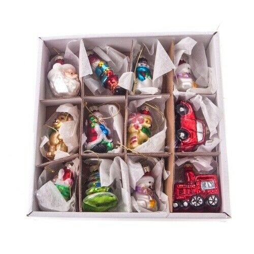 Gisela Graham Christmas Christmas Decorations Set of 12 Retro Characters Christmas Decorations