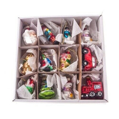 Gisela Graham Christmas Christmas Decorations Set of 12 Retro Characters Christmas Decorations