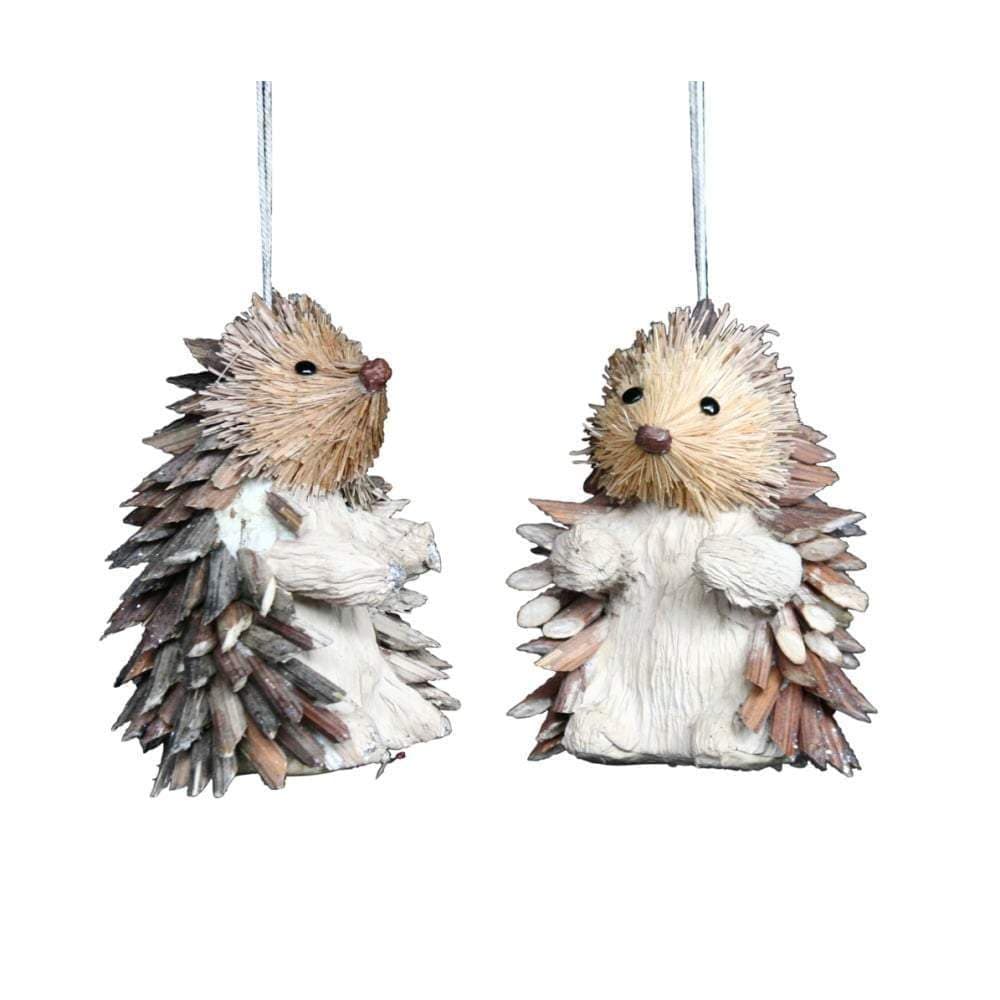 Gisela Graham Christmas Christmas Decorations Set of 2 Bristle Hedgehog Decorations