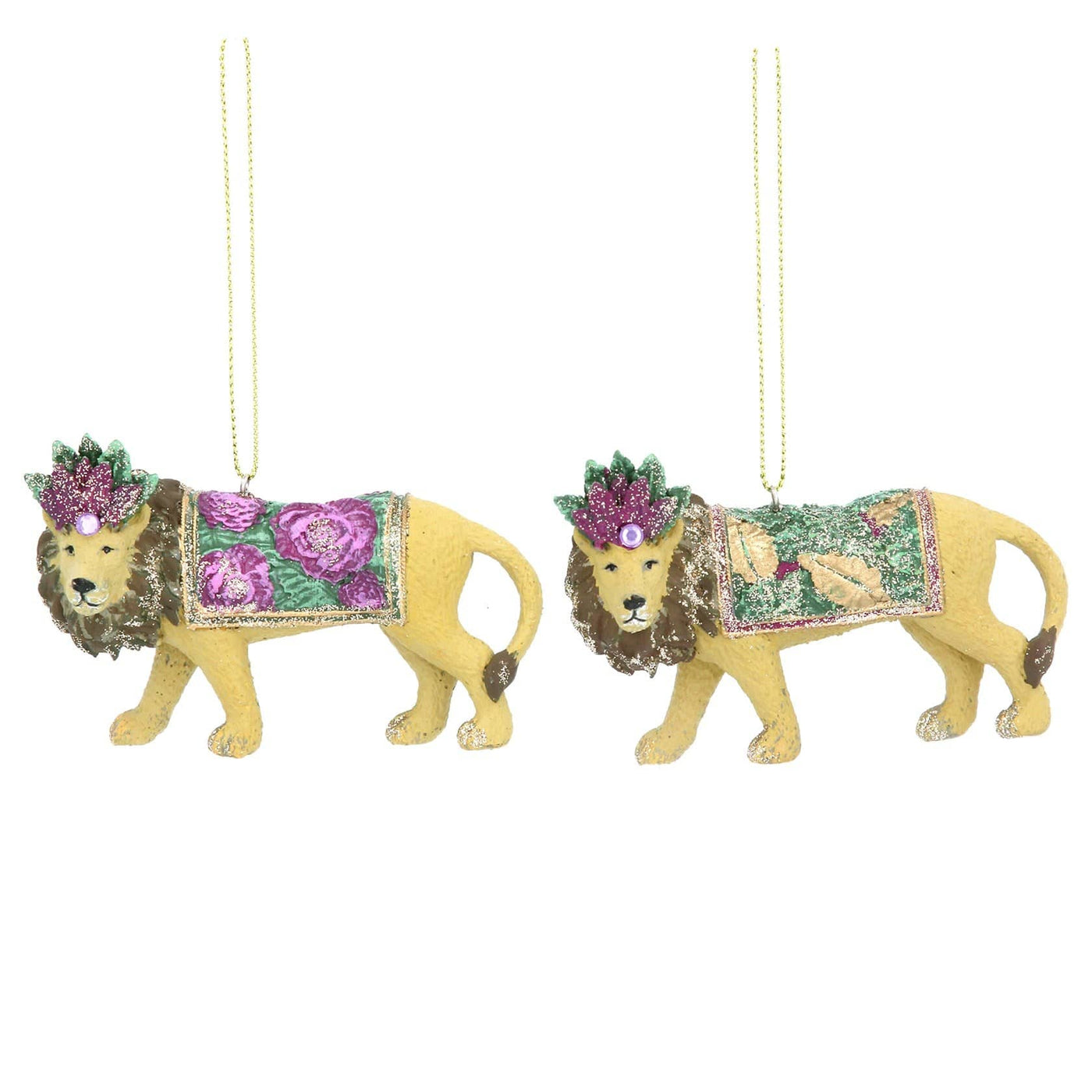 Gisela Graham Christmas Christmas Decorations Set of 2 Carnival Lion Christmas Tree Decorations