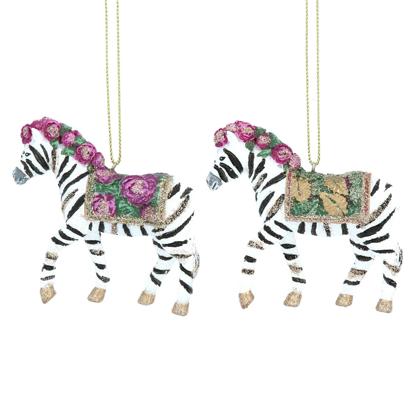 Gisela Graham Christmas Christmas Decorations Set of 2 Carnival Zebra Christmas Tree Decorations