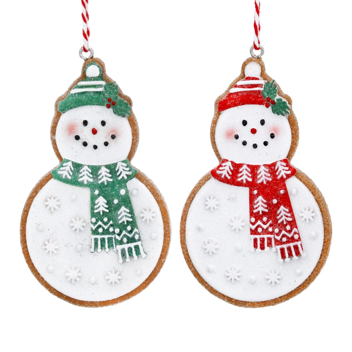 Gisela Graham Christmas Christmas Decorations Set of 2 Gingerbread Snowmen Christmas Tree Decorations