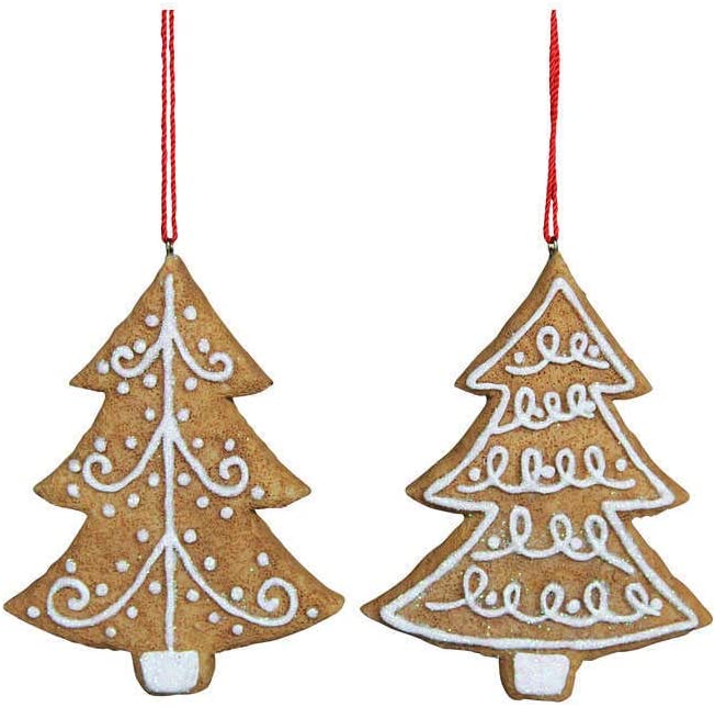 Gisela Graham Christmas Christmas Decorations Set of 2 Gingerbread Tree Christmas Decorations