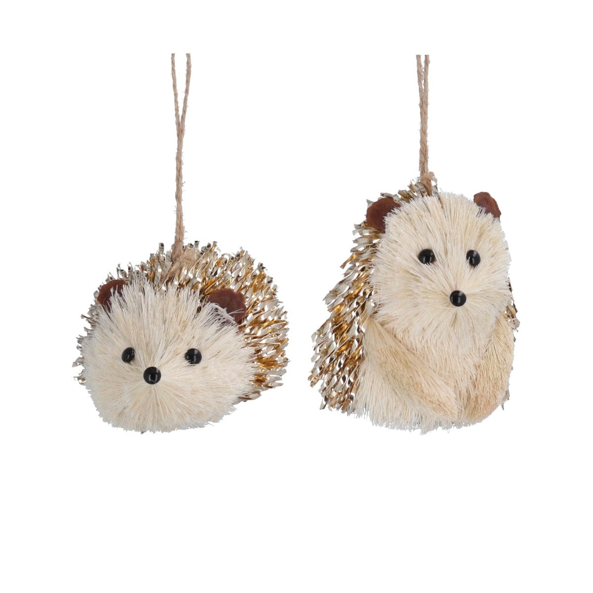 Gisela Graham Christmas Christmas Decorations Set of 2 Gold Bristle Hedgehog Christmas Decorations