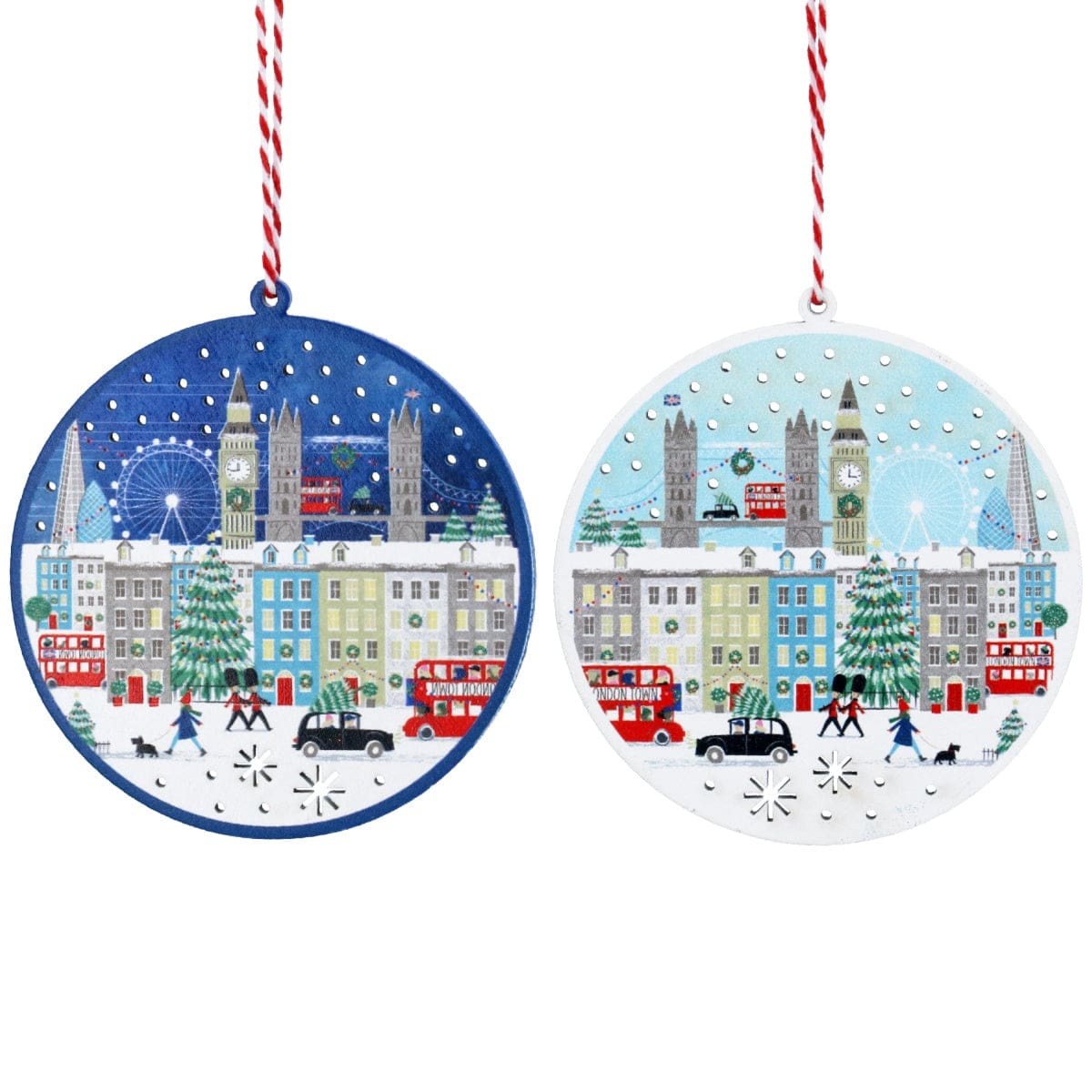 Gisela Graham Christmas Christmas Decorations Set of 2 London Design Disc Christmas Tree Decorations