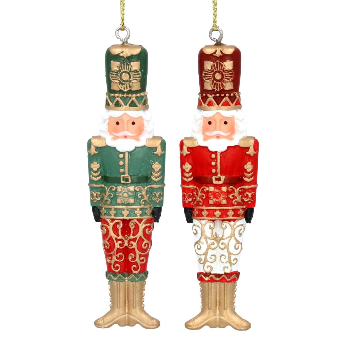 Gisela Graham Christmas Christmas Decorations Set of 2 Red and Green Nutcracker Christmas Tree Decorations
