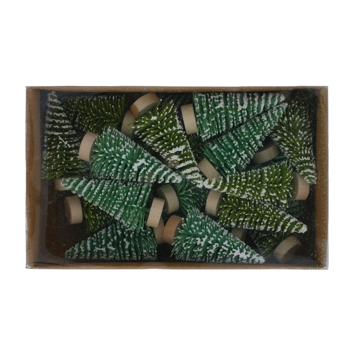 Gisela Graham Christmas Christmas Decorations Set of 20 Snow Covered Miniature Fir Christmas Trees