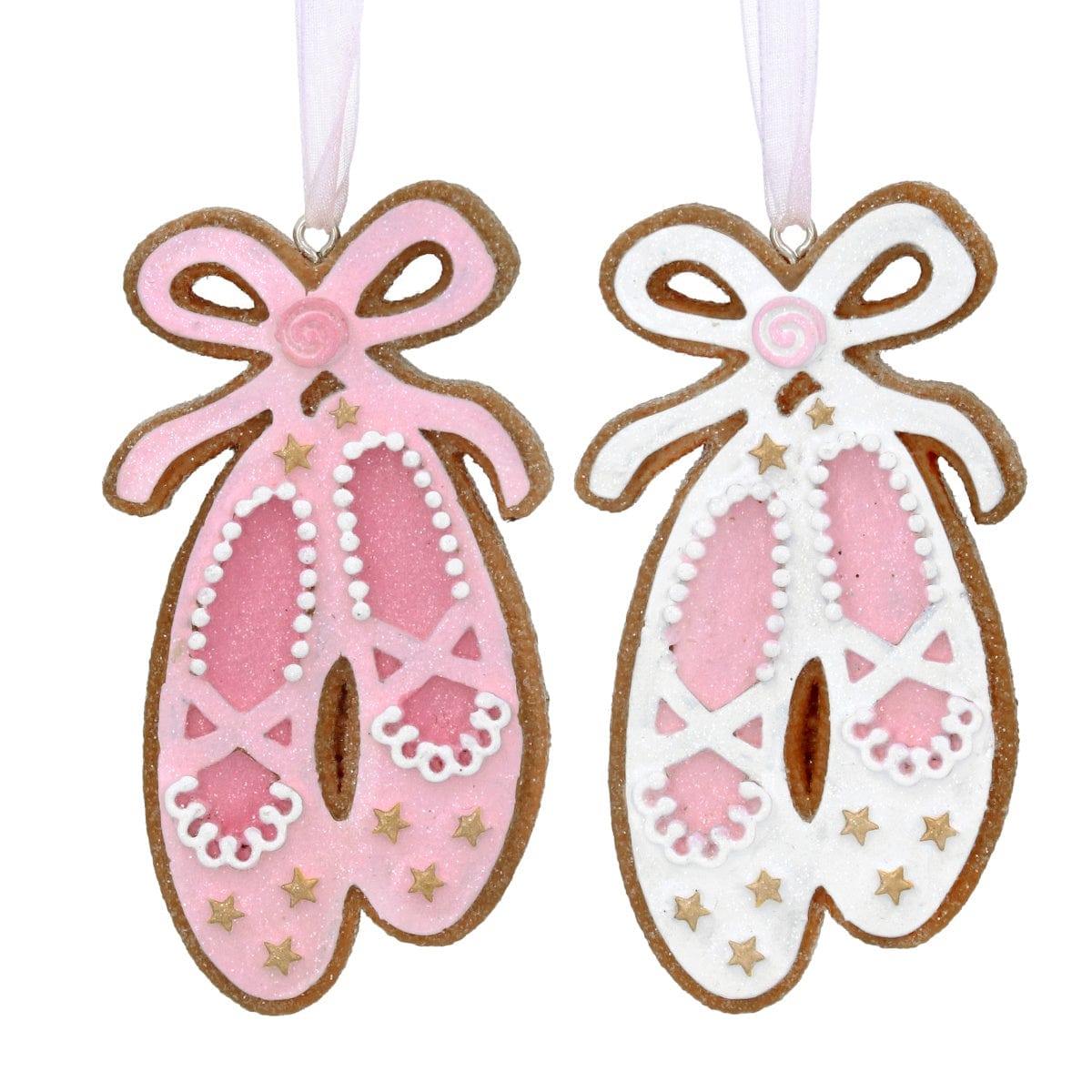 Gisela Graham Christmas Christmas Decorations Set of Two Gingerbread Ballet Slipper Christmas Tree Decorations