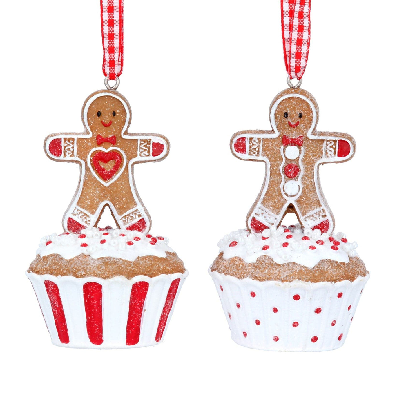 Gisela Graham Christmas Christmas Decorations Set of Two Gingerbread Cupcake Christmas Decorations