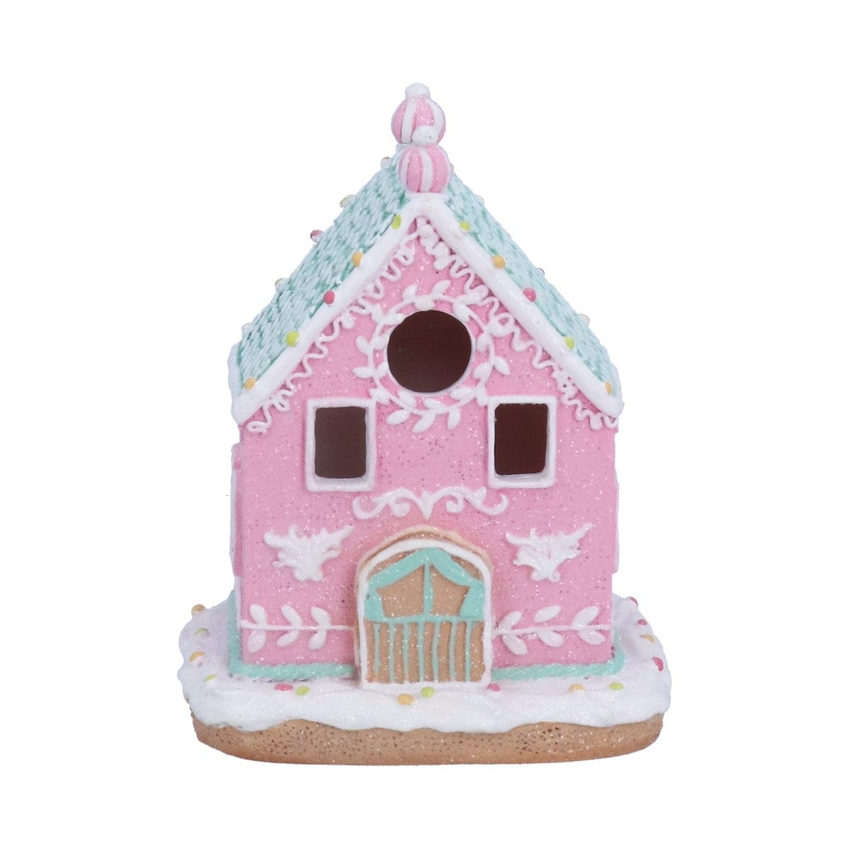 Gisela Graham Christmas Gingerbread house Small Pastel Light Up Christmas Gingerbread House