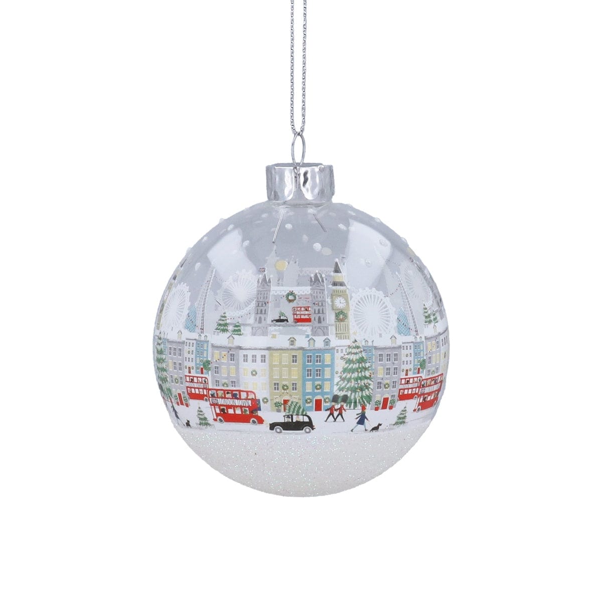 Gisela Graham Christmas Christmas Decorations White London Scene Christmas Bauble