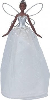 Gisela Graham Christmas White & Silver Christmas Fairy Tree Topper
